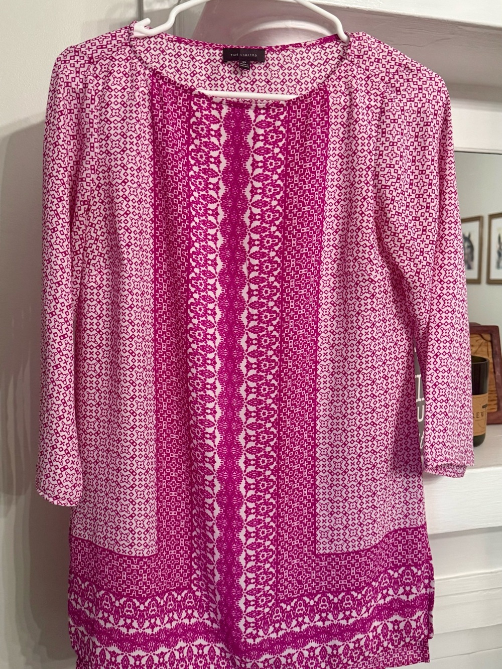 The Limited Pink & White Printed Tunic Blouse – 3/4 Sleeve